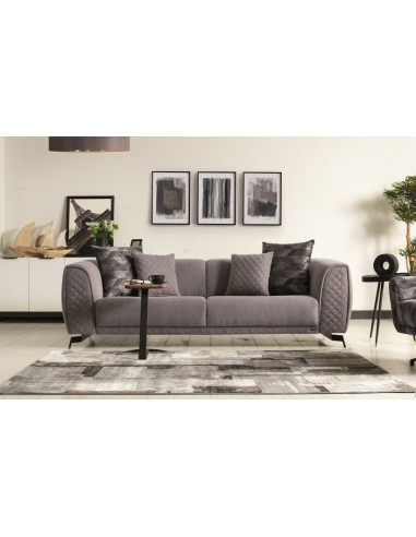 Canapé rembourré en tissu, 3 places, avec fonction sommeil pour 1 personne Platinum Gris K1, l238xA100xH72 cm pour bénéficier 