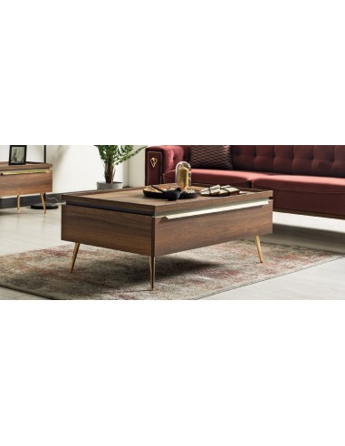 Table basse en aggloméré et métal Pietro Nuc / Doré, L120xl70xH47 cm en ligne des produits 