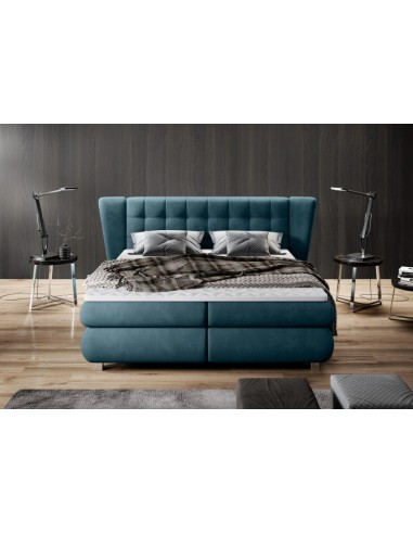 Lit rembourré en tissu Florentino Boxspring Turquoise, surmatelas inclus, 200 x 160 cm 2023