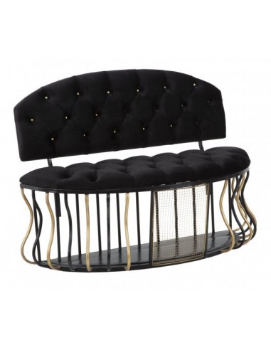 Banc avec espace de rangement, tapissé de tissu Glam Noir / doré, l128xA57xH90 cm Comment ça marche