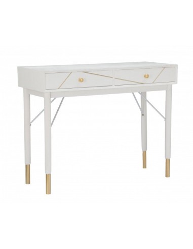 Console en MDF et métal, avec 2 tiroirs Luxy Blanc/Or, l100xA40xH79 cm à prix réduit toute l'année