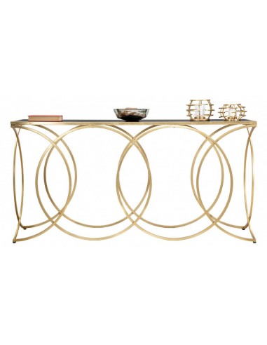 Console métal et verre Infinity Noir / Or, l160xA40xH79 cm ou a consommer sur place