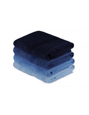 Lot de 4 serviettes de bain en coton, Rainbow Bleu / Navy, 70 x 140 cm s'inspire de l'anatomie humaine