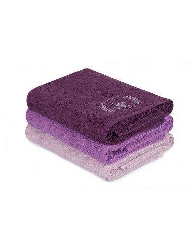 Lot de 3 serviettes de bain en coton, Beverly Hills Polo Club 402 Lilas / Violet / Violet, 70 x 140 cm du meilleur 