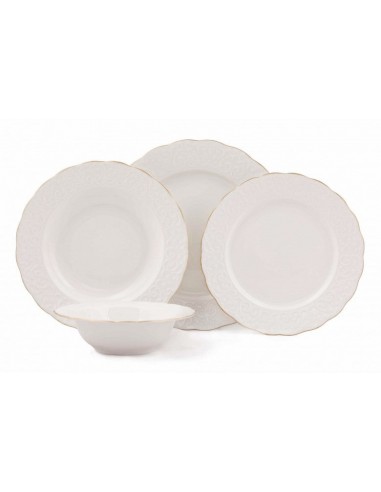 Service de vaisselle en porcelaine, Berni Dinner Blanc / Or, 24 pièces rembourrage situé sous