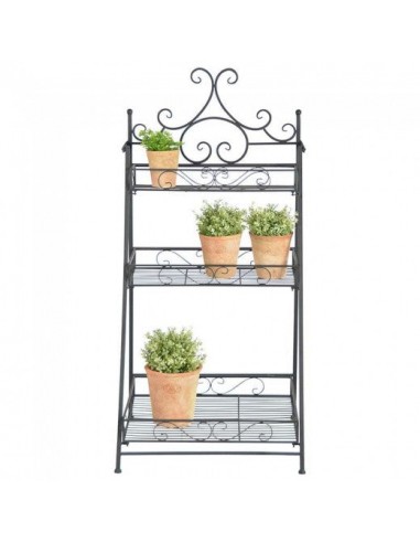 Étagère pliante pour pots de jardin / terrasse, métal, Stair Noir, L55,2xl45,5xH114,2 cm plus qu'un jeu 