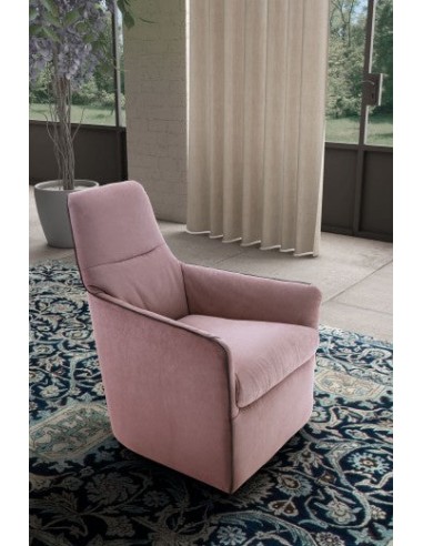 Fauteuil fixe tapissé de tissu, Bangkok Rose, l70xA80xH96 cm france