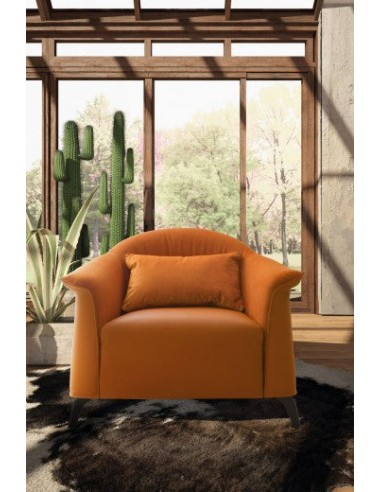 Fauteuil fixe tapissé de tissu, Caroline Orange, l92xA72xH74 cm brillant des détails fins