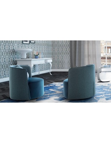 Fauteuil fixe tapissé de tissu, Isabel Bleu, l70xA66xH70 cm Livraison rapide