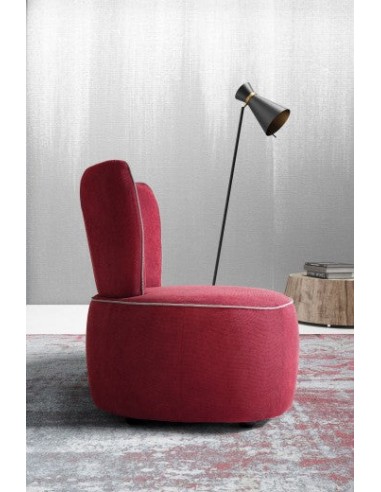 Fauteuil fixe tapissé de tissu, Tania Rouge, l76xA78xH81 cm solde