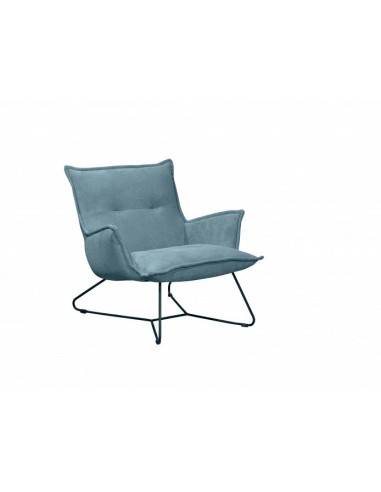 Fauteuil fixe tapissé de tissu et pieds en métal, Victorio 2 Bleu, l82xA86xH76 cm sur le site 