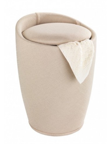 Buanderie / Tabouret en plastique, recouvert de tissu, Candy Beige, Ø36xH50,5 cm Le MVP de beaucoup