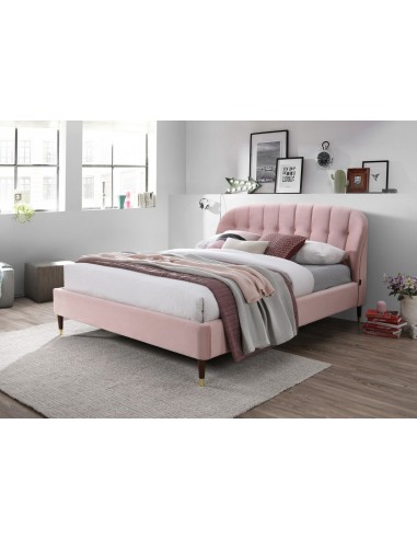 Lit capitonné Emerald Blush Velvet Rose 160 x 200 cm la livraison gratuite