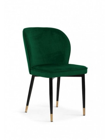 Chaise rembourrée avec tissu et pieds en métal Aine Velours Vert / Noir / Or, l54xA61xH87 cm basket pas cher