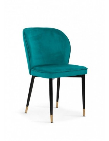 Chaise rembourrée avec tissu et pieds en métal Aine Velours Turquoise / Noir / Or, l54xA61xH87 cm Pour