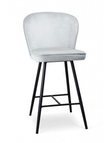 Tabouret de bar rembourré en tissu, avec pieds en métal Aine Small Argent / Noir, l50xA53xH96 cm l'évolution des habitudes 