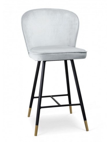 Tabouret de bar rembourré en tissu, avec pieds en métal Aine Small Argent / Noir / Or, l50xA53xH96 cm acheter