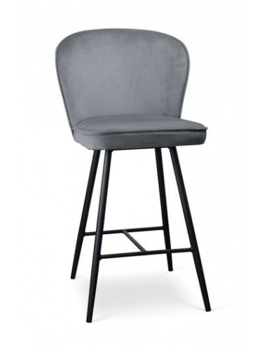 Tabouret de bar rembourré en tissu, avec pieds en métal Aine Small Gris / Noir, l50xA53xH96 cm Venez découvrir notre 