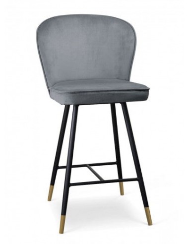 Tabouret de bar rembourré avec tissu, pieds métal Aine Small Gris/Noir/Or, l50xA53xH96 cm Les êtres humains sont 