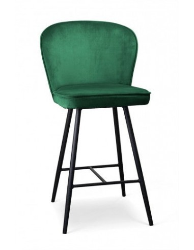 Tabouret de bar rembourré en tissu, avec pieds en métal Aine Small Vert / Noir, l50xA53xH96 cm chez Cornerstreet bien 