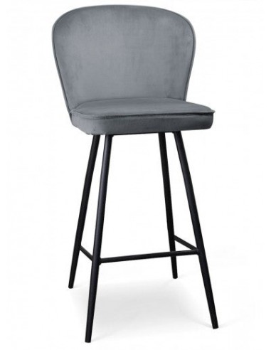 Tabouret de bar tapissé de tissu, avec pieds en métal Aine Gris / Noir, l50xA53xH106 cm Jusqu'à 80% De Réduction