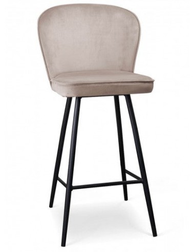 Tabouret de bar tapissé de tissu, avec pieds en métal Aine Beige / Noir, l50xA53xH106 cm Paris Déstockage Promo