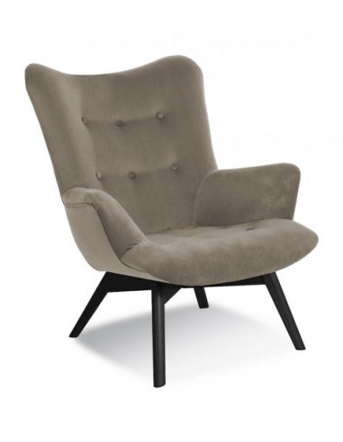 Fauteuil fixe recouvert de tissu, avec pieds en bois Angel Beige / Noir, l79xA91xH93 cm Découvrez la collection