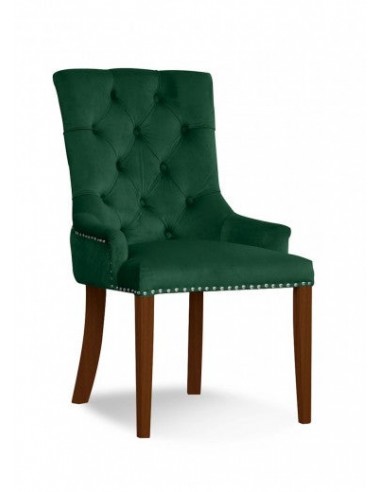 Chaise rembourrée avec tissu et pieds en bois Velours August Vert / Noyer, l59xA70xH96 cm prix