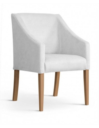 Fauteuil fixe tapissé de tissu et pieds en bois Velours Capri Argent / Chêne, l58xA60xH89 cm à prix réduit toute l'année