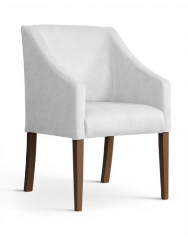 Fauteuil fixe tapissé de tissu et pieds en bois Velours Capri Argent / Noyer, l58xA60xH89 cm shop