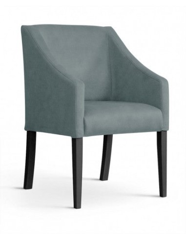 Fauteuil fixe rembourré avec tissu et pieds en bois Capri Velours Gris / Noir, l58xA60xH89 cm Venez découvrir notre 