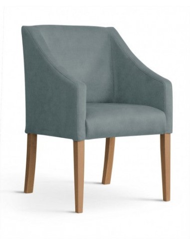 Fauteuil fixe tapissé de tissu et pieds en bois Velours Capri Gris / Chêne, l58xA60xH89 cm brillant des détails fins