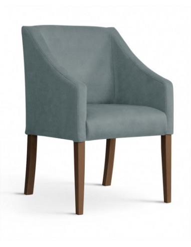 Fauteuil fixe tapissé de tissu et pieds en bois Velours Capri Gris / Noyer, l58xA60xH89 cm Comment ça marche