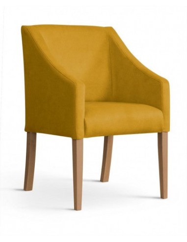 Fauteuil fixe tapissé de tissu et pieds en bois Capri Velours Moutarde / Chêne, l58xA60xH89 cm plus qu'un jeu 