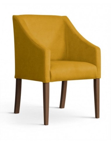 Fauteuil fixe tapissé de tissu et pieds en bois Capri Velours Moutarde / Noyer, l58xA60xH89 cm des créatures d'habitude