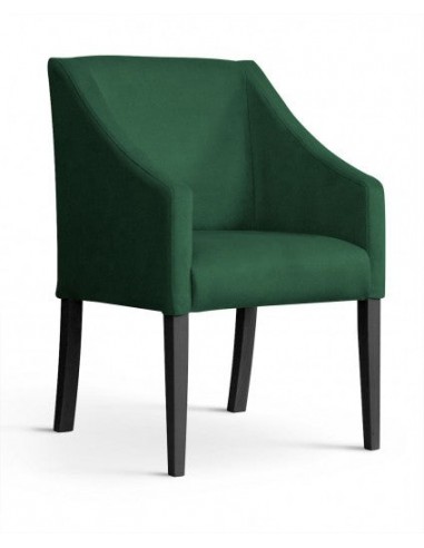 Fauteuil fixe rembourré avec tissu et pieds en bois Velours Capri Vert / Noir, l58xA60xH89 cm Véritable concentré