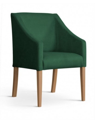 Fauteuil fixe rembourré avec tissu et pieds en bois Velours Capri Vert / Chêne, l58xA60xH89 cm online