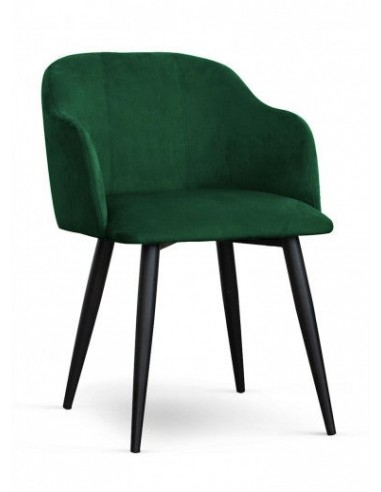 Chaise rembourrée en tissu, avec pieds en métal danois Velours Vert / Noir, l56xA60xH80 cm Venez découvrir notre 