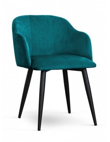 Chaise rembourrée en tissu avec pieds en métal Velours Danois Turquoise / Noir, l56xA60xH80 cm outlet