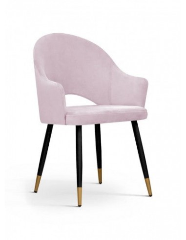 Chaise rembourrée en tissu, avec pieds en métal Goda Velours Rose / Noir / Or, l54xA58xH87 cm vous aussi creer 