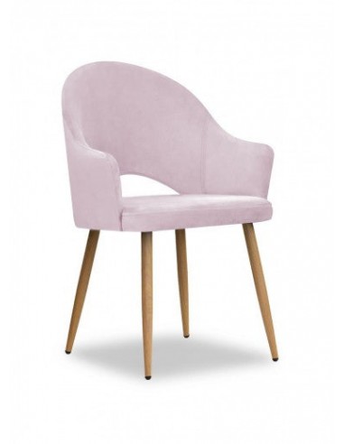 Chaise rembourrée en tissu, avec pieds en métal Goda Rose / Chêne, l54xA58xH87 cm en ligne des produits 