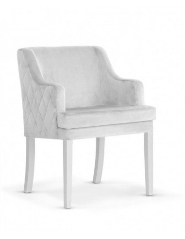 Fauteuil fixe recouvert de tissu, avec pieds en bois Grand d'argent / Blanc, l58xA60xH89 cm pour bénéficier 