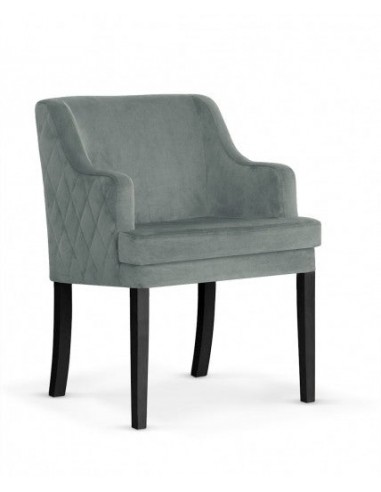 Fauteuil fixe tapissé de tissu, avec pieds en bois Grand Gris / Noir, l58xA60xH89 cm brillant des détails fins