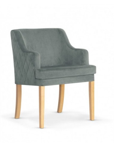 Fauteuil fixe tapissé de tissu, avec pieds en bois Grand Gris / Chêne, l58xA60xH89 cm l'achat 