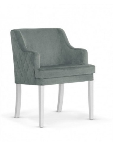 Fauteuil fixe tapissé de tissu, avec pieds en bois Grand Gris / Blanc, l58xA60xH89 cm prix