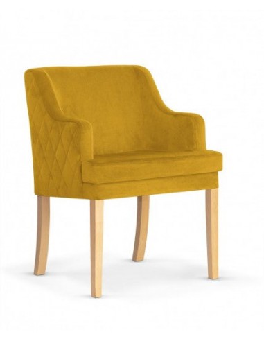 Fauteuil fixe rembourré en tissu, avec pieds en bois Grand Honey / Chêne, l58xA60xH89 cm Profitez des Offres !