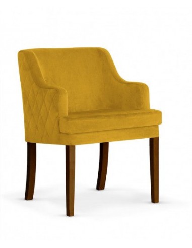 Fauteuil fixe rembourré en tissu, avec pieds en bois Grand Honey / Noyer, l58xA60xH89 cm solde