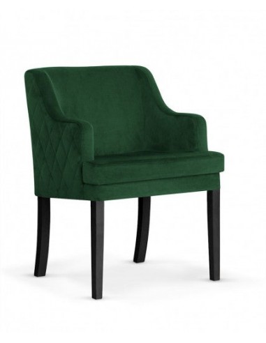 Fauteuil fixe rembourré en tissu, avec pieds en bois Grand Vert / Noir, l58xA60xH89 cm en ligne des produits 