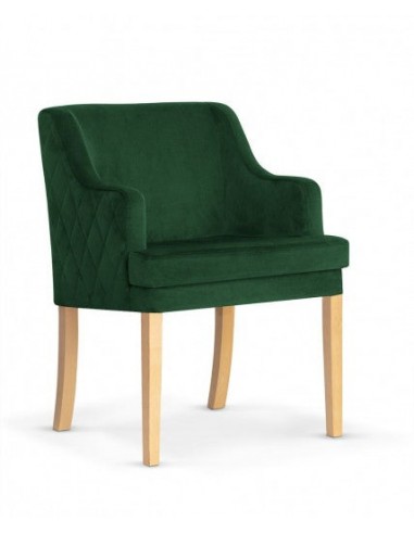 Fauteuil fixe tapissé de tissu, avec pieds en bois Grand Vert / Chêne, l58xA60xH89 cm Le MVP de beaucoup