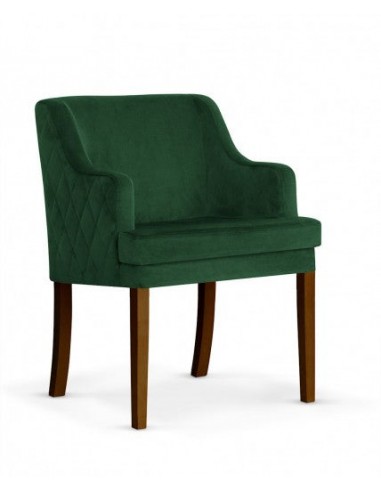 Fauteuil fixe rembourré en tissu, avec pieds en bois Grand Vert / Noyer, l58xA60xH89 cm s'inspire de l'anatomie humaine